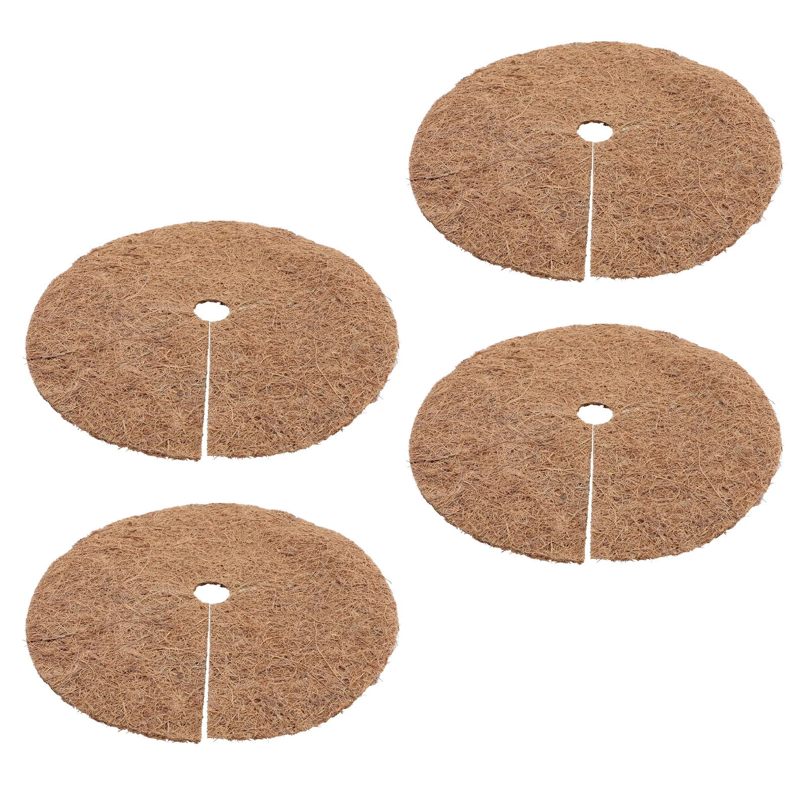 

4Pcs Coconut Fiber Anti-Weed Mat Thick Wear-Resistant Garden Protection Pad for Potted Plants Breathable Flower Mulch Ring