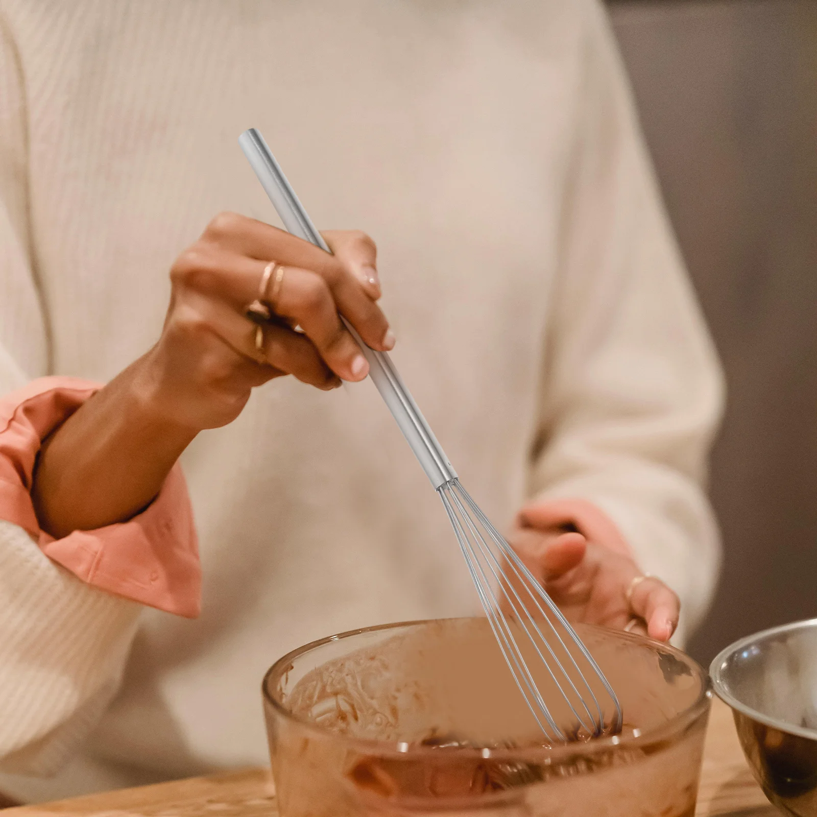 

1pc Stainless Steel Manual Egg Whisk For Baking Cooking Mixing Cream Milk Frothing Kitchen Essentials Multi-Use Wire Whisk