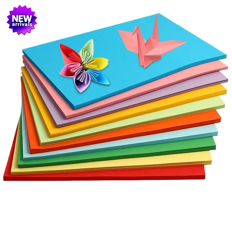 100Pcs A4 Colorful Hard Card Paper For Kindergarten Handmade Background Color Paper Multicolor Kids Handmade DIY Scrapbooking