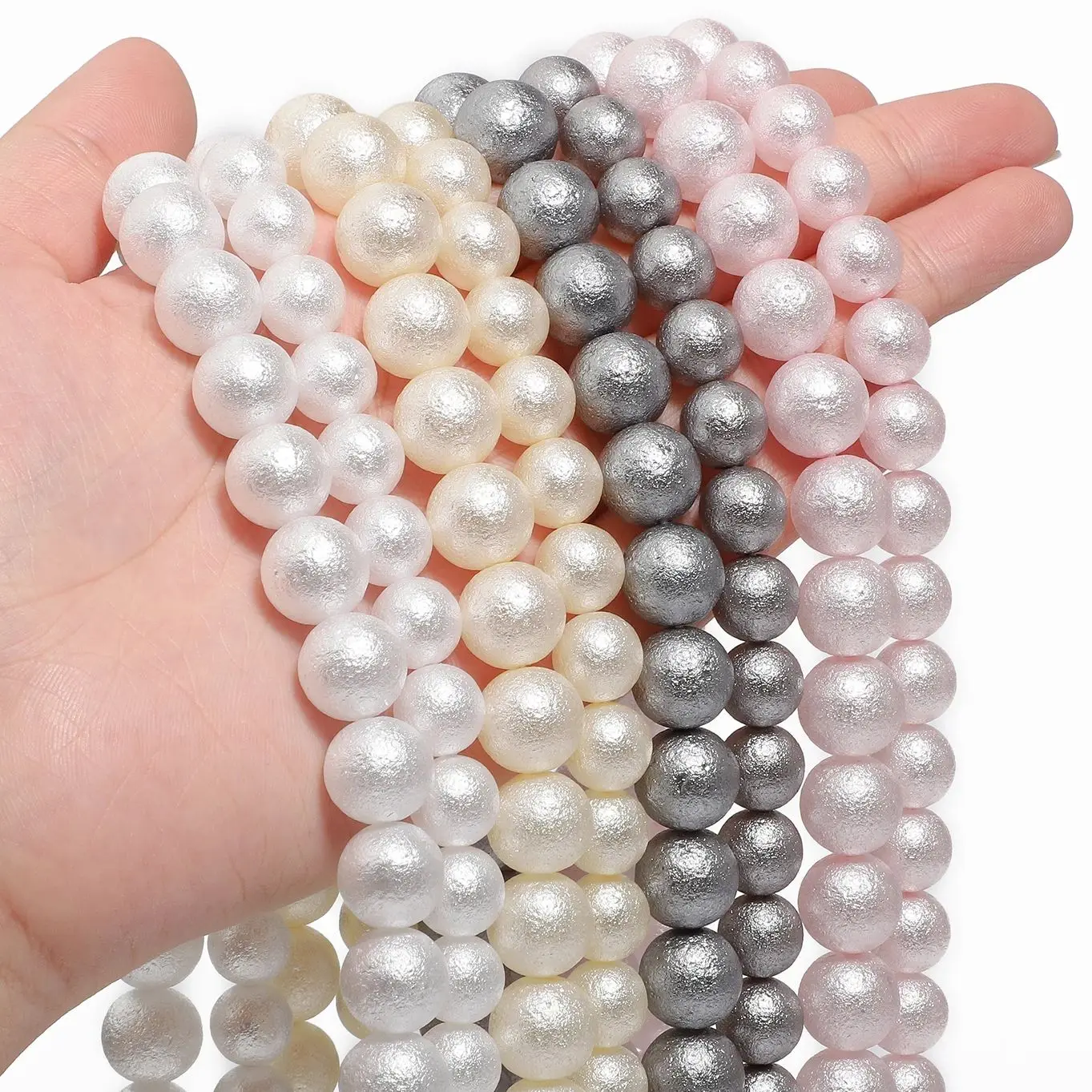 4-12mm Matte Imitation Pearl Shell Beads Wrinkled Glass Beads Round Loose Beads For Jewelry Making Diy Bracelets Accessories