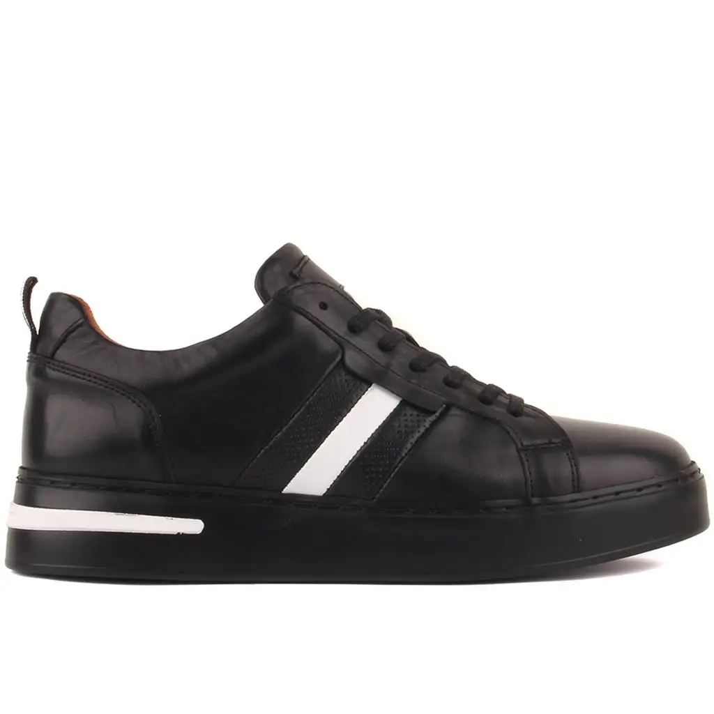 Segel Lakers-schwarzer Leder-geschnürter männlicher Sneaker