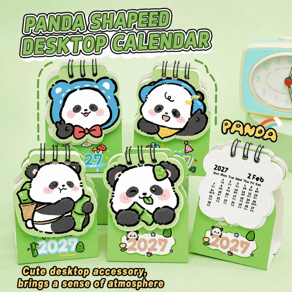 Creative Mini 2027 Desk Calendar Cartoon Double Coil Standing Flip Calendar Schedule Mark Spiral Desk Calendar Desktop Ornaments