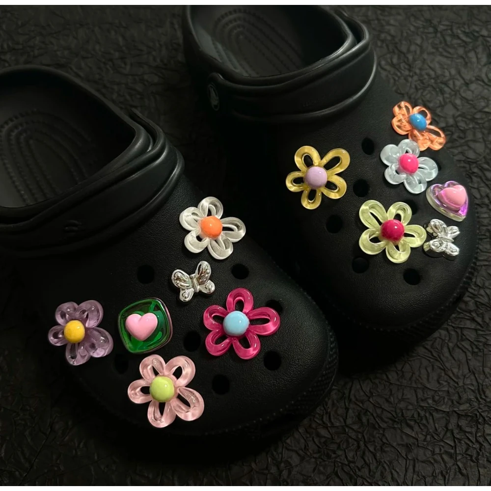 12Pcs Shoes Charms Removable Colorful Flower Shoes Accessories for Girls Summer Shoes DIY Gift image 2
