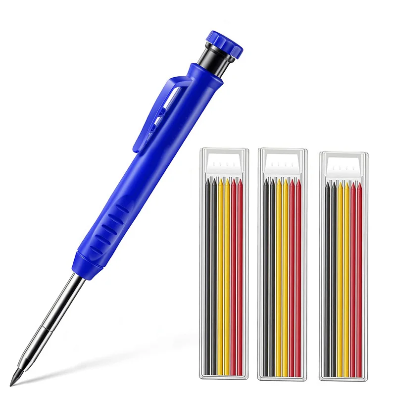 Solide Zimmermannsbleistift-Nachfüllminen, mechanische Stifte mit tiefem Loch für Holz, Glas, Metall, Markierungswerkzeug-Set für Holzbearbeitungsarchitekten