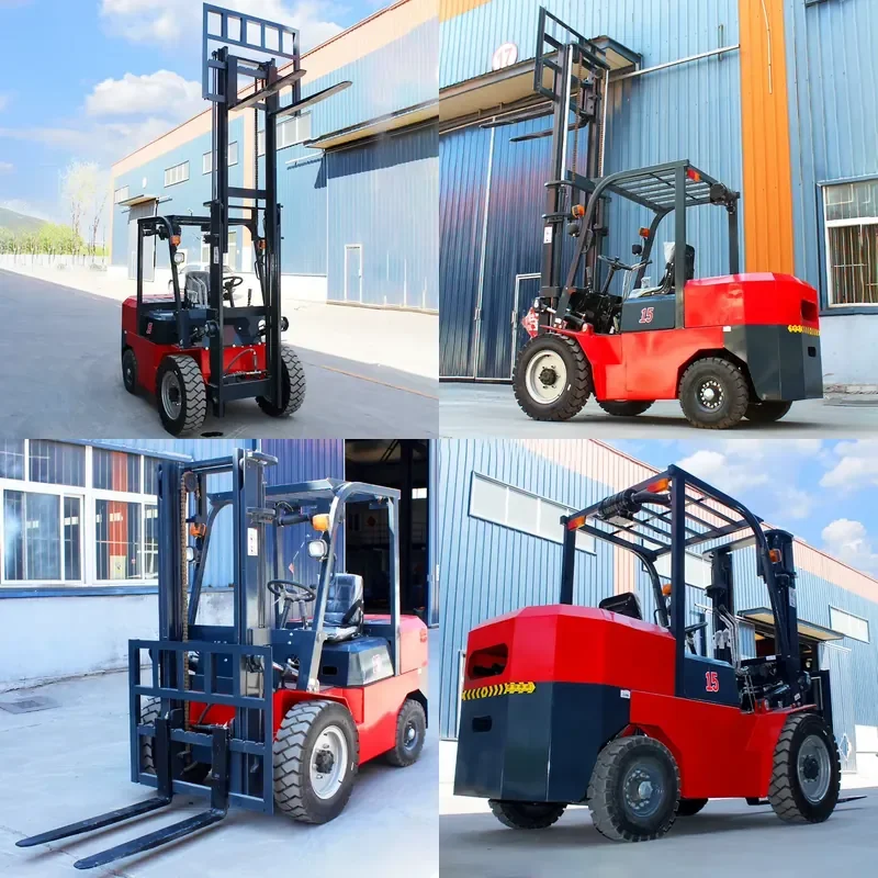 1.5 Ton Diesel Forklift 4WD Solid Tire Three Stage Mast Outdoor Road Heavy Duty Lifting Equipment Factory Direct Sale