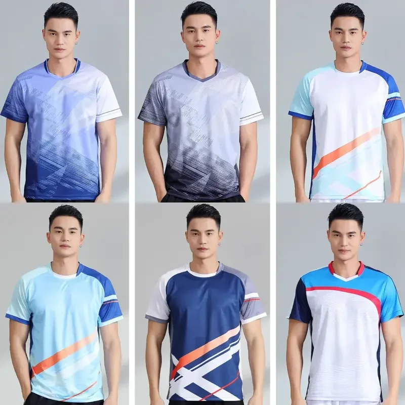 New 2024 Badminton Suit Men's and Women's Short sleeved Customized Quick Drying Clothes Autumn Couple T-shirt Competition Traini