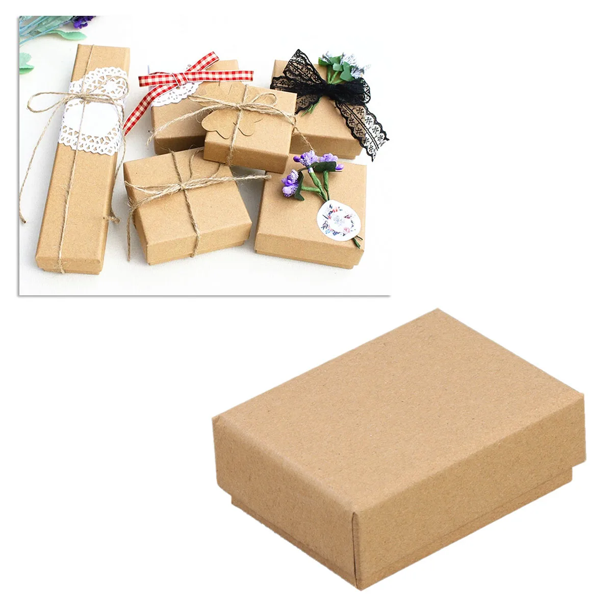 

10 Pcs Kraft Paper Jewelry Boxes Elegant Square for Necklaces Bracelets Earrings Gift Cardboard Display Retro