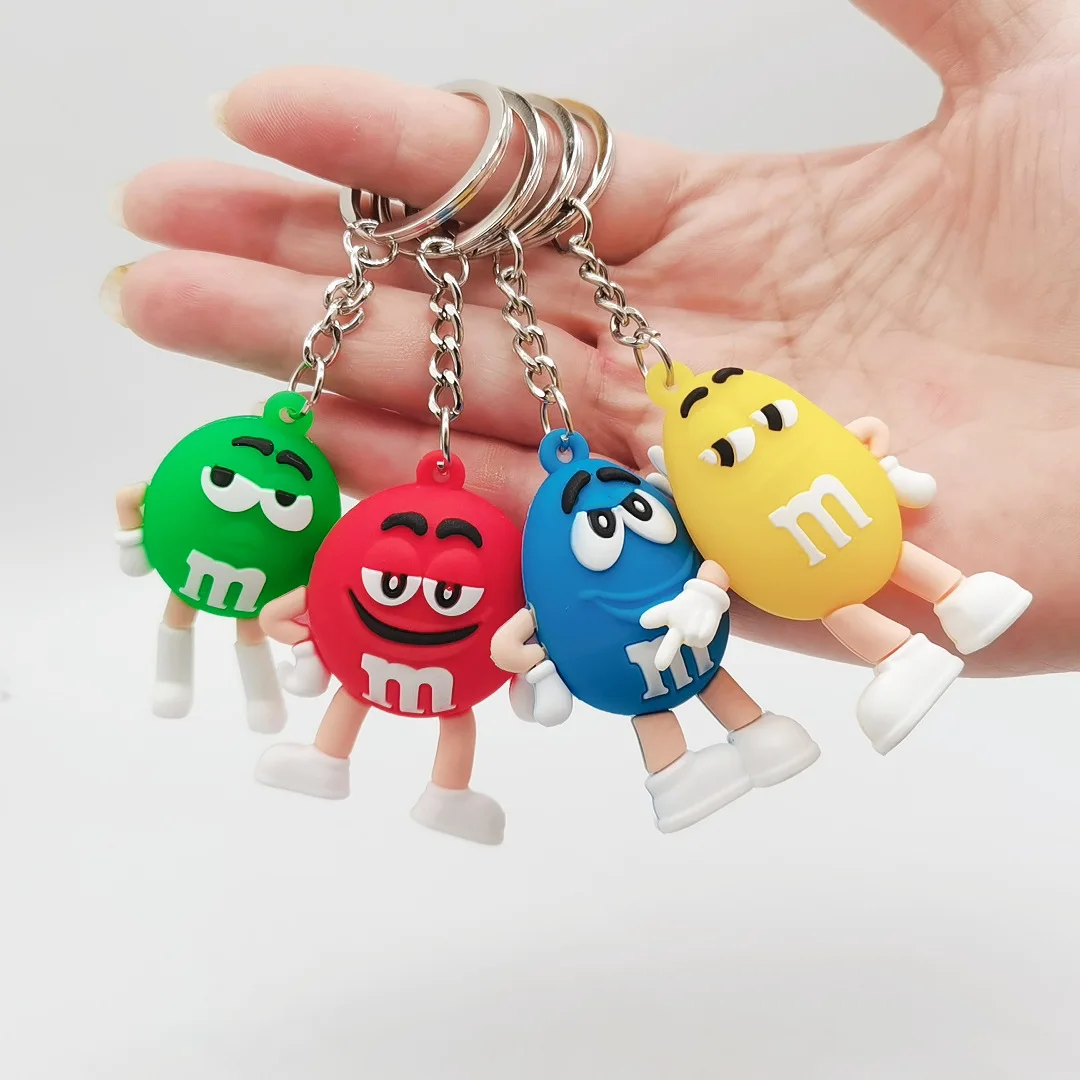 Cartoon Chocolate Bean Keychain Resin Doll Couple Key Chain Men\'s and Women\'s Jewelry Bag Pendant Children Lovely Keychain