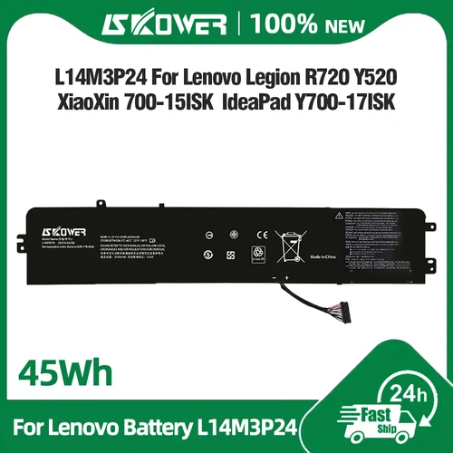 SKOWER batería del ordenador portátil para Lenovo Savior R720-15IKBN Ideapad Y700-14ISK 700-15ISK 17ISK Legion Y520-15IKBA L14M3P24 L16S3P24