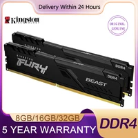 Kingston Fury Beast DDR4 8GB 16GB 32GB 3200MHZ 2666Mhz 3600MHz memoria 288Pin DIMM RAM memoria de escritorio para juego de deportes Intel AMD