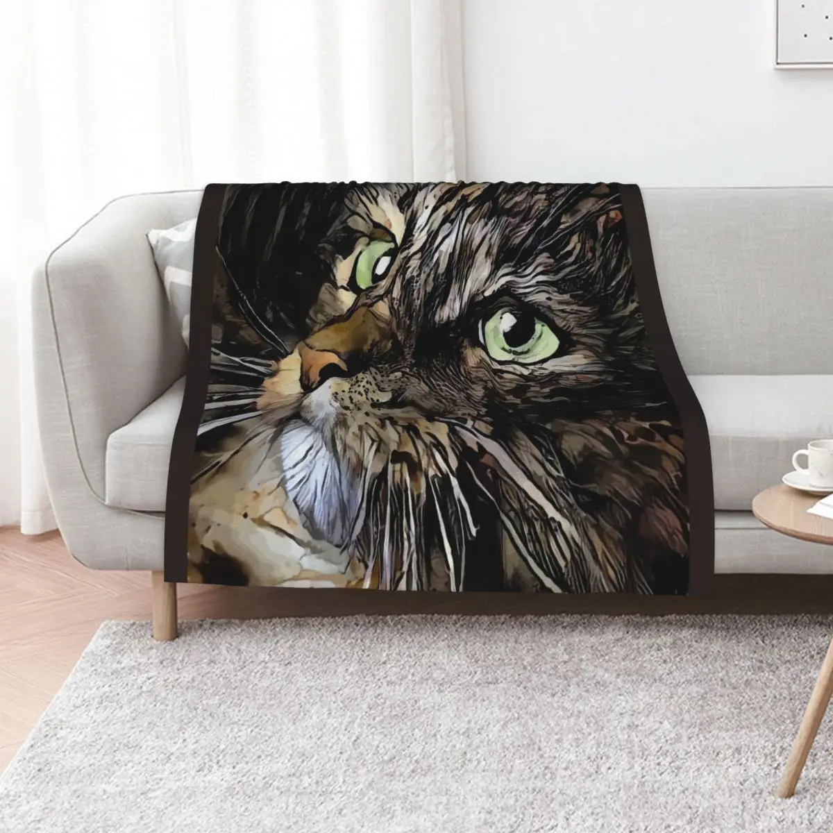 

Myriss, cat, cat, chat, lea roche painting Throw Blanket Compact Warm Blanket for Car Road Trip