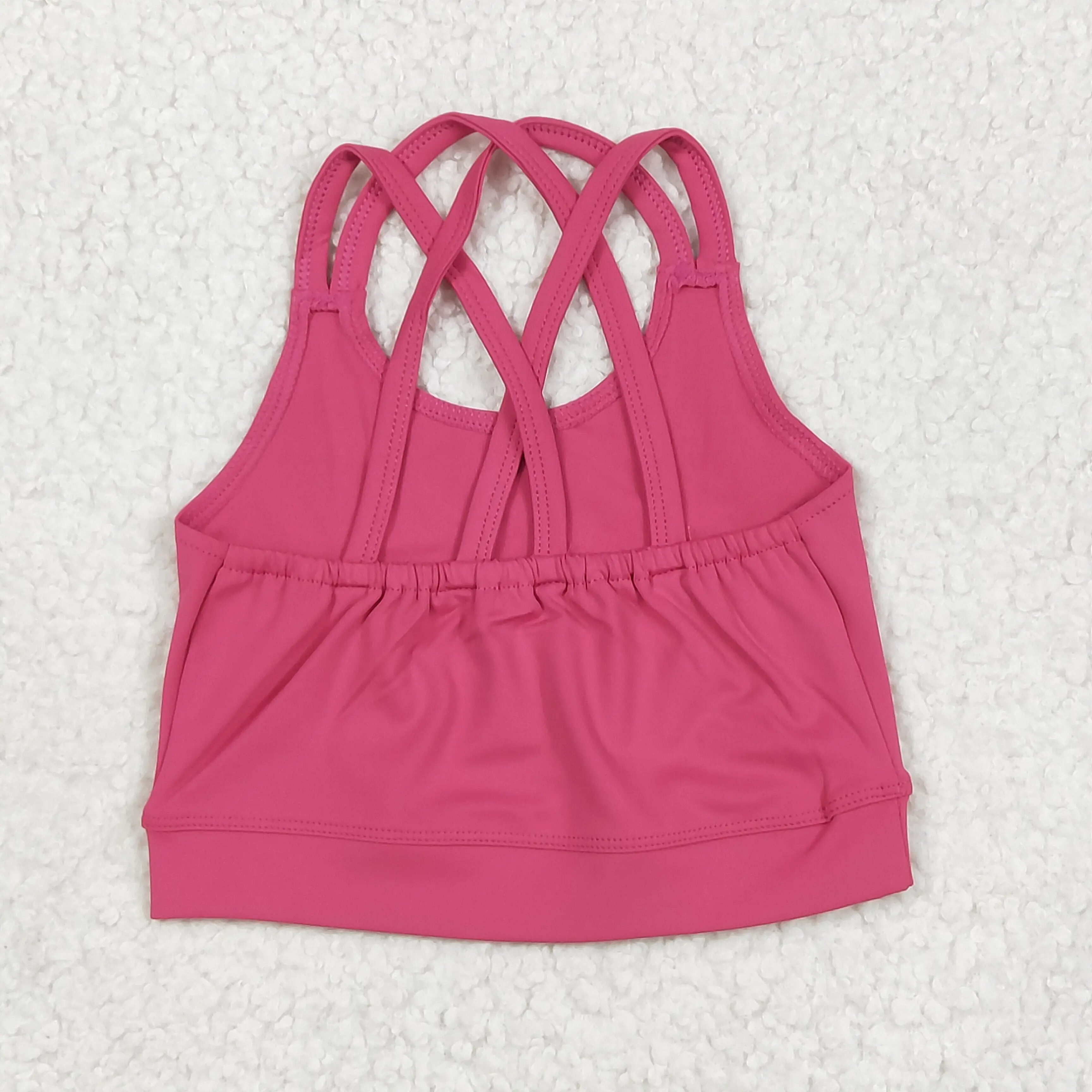 GT1010 Wholesale Summe New arrival RTS NO MOQ baby girl clothes Pure rose red camisole yoga top Boutique kids clothes girl