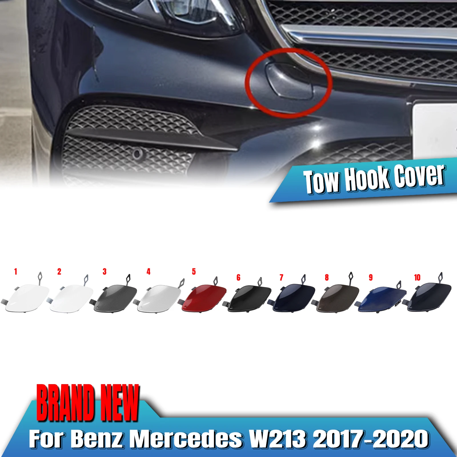 ​Front Bumper Tow Eye Hook Cover Haul Trailer Access Hole Lid Guard Cap For Mercedes Benz W213 E Class E350 400 450 2017-2020