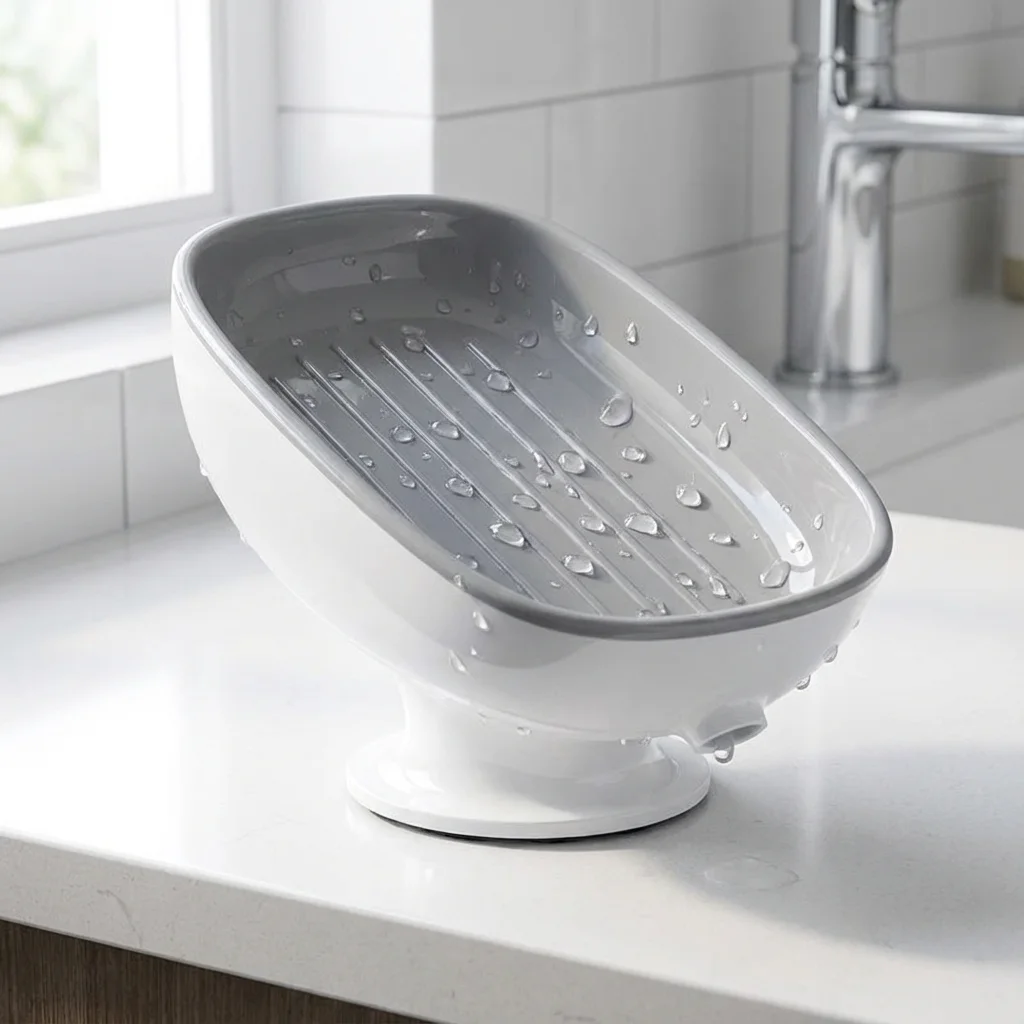 

Suction Cup Soap Dish Self-Draining Non-Slip Soap Holder For Bathroom Shower Kitchen Sink Soap Storage