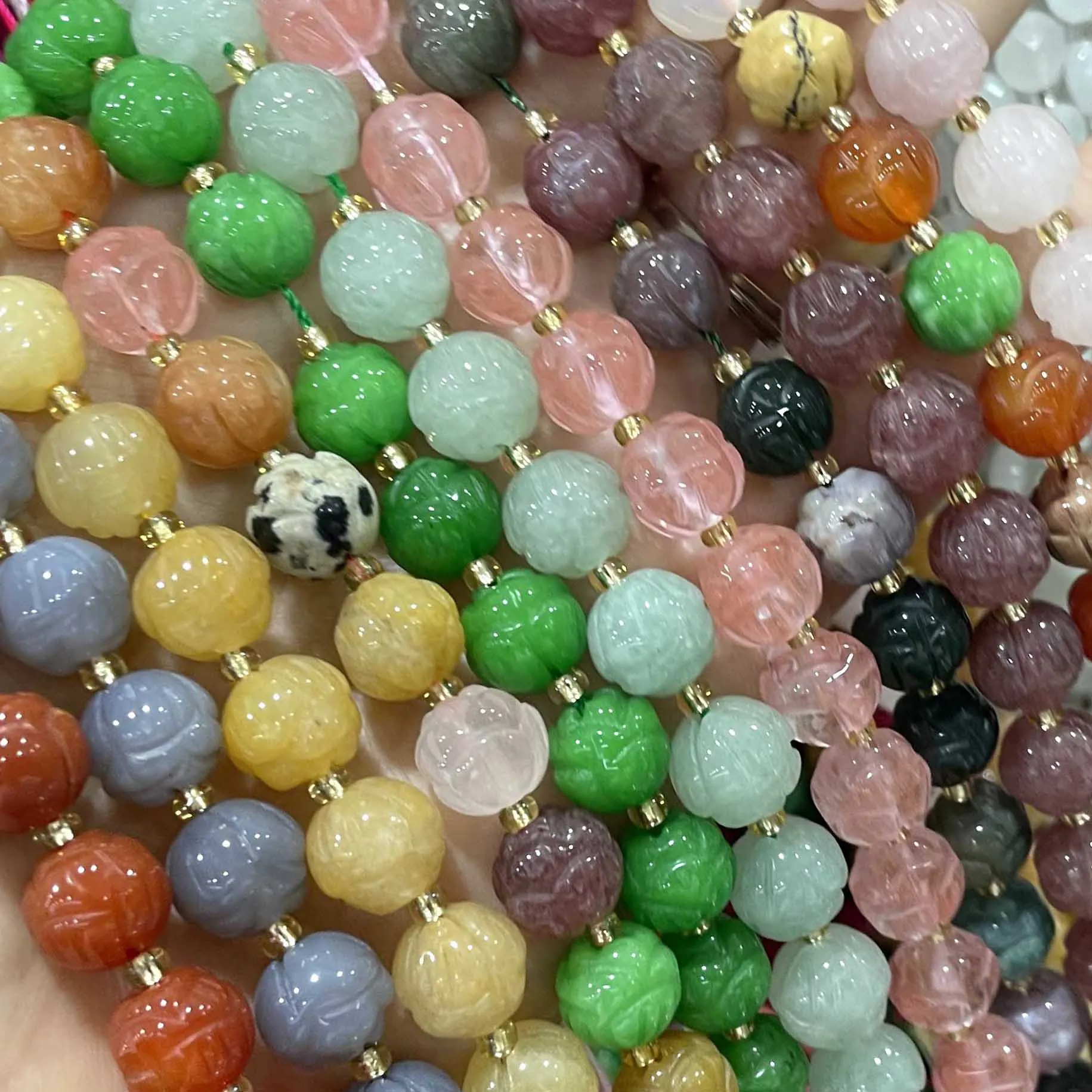 Naturstein-Lotusblumen-Quarz-Achat-Jaspis-Abstandsperlen für die Schmuckherstellung, DIY-Armband, Halskette, Ohrring-Zubehör – Detail 1