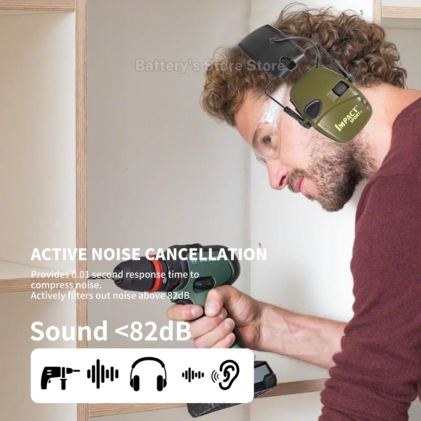 NRR22db Outdoor Tactical Electronic Shooting Earmuff Antinoise Headphone Sound Amplification Hearing Protection Headset Foldable