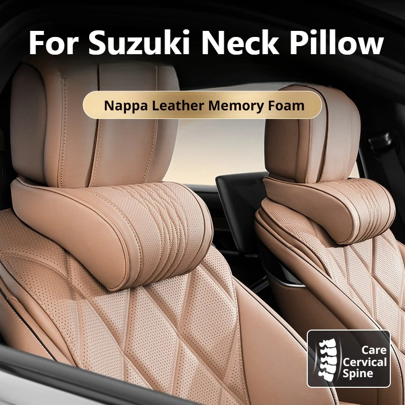 Coussin d'appui-tête de voiture en mousse à mémoire de forme, cuir perforé, pour Suzuki Jimny Ertiga Baleno Xl7 S-Cross Alto WagonR Dzire, coussin lombaire pour voiture