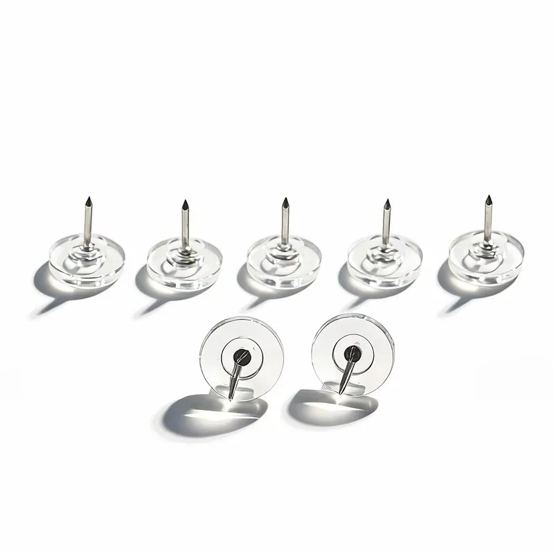 140 pcs Clear Flat Thumb Tacks Easy Push Sharp Pin, designed for Photo Picture Pinning, Transparent Flat Head
