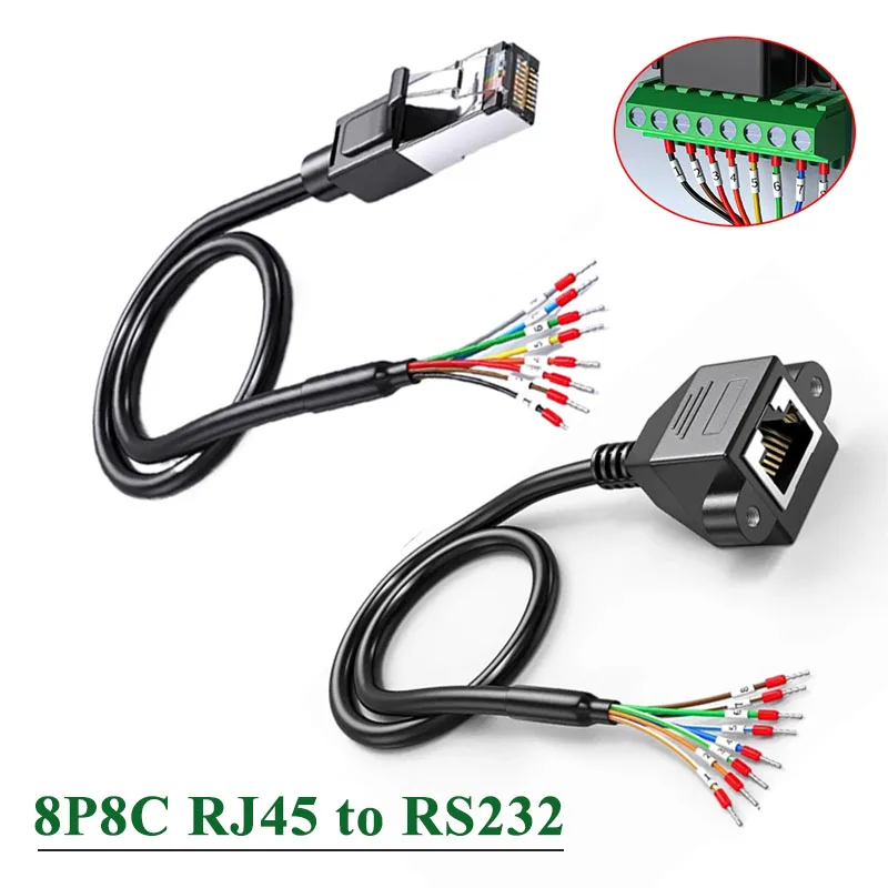 RJ45 to RS485/RS232 Terminal Wire 8P8C RJ45 PLC Serial Port Shielded Connection Cable Single Switch Network Port Debugging Line