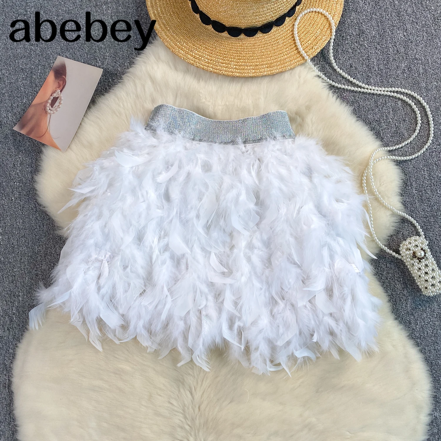 2026 Nieuwe Veren Vrouwen Rokken Lente Zomer A-lijn Vintage Solid Koreaanse Mode Faldas Mujer Elegante Hot Sexy Mini Rok