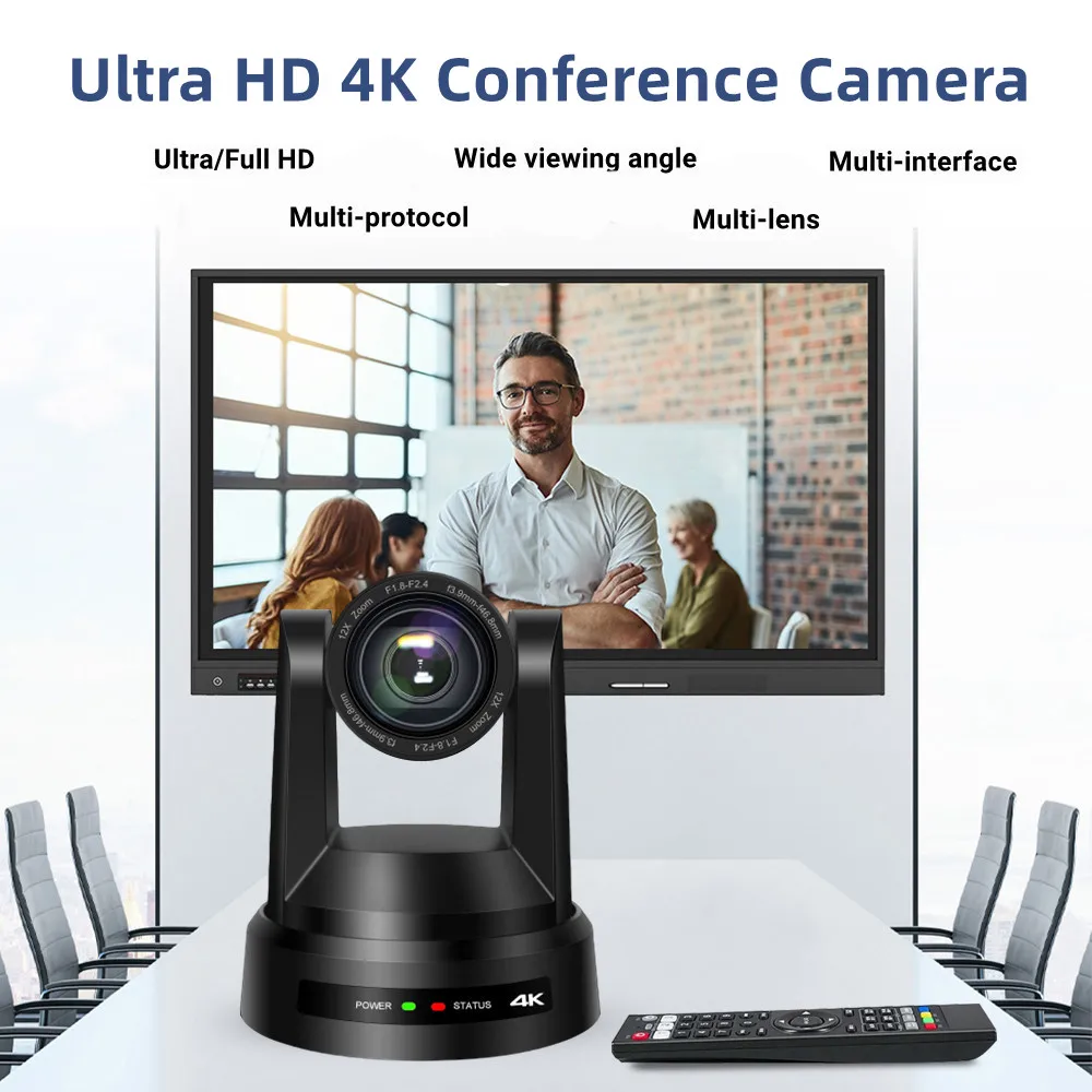 4K NDI POE Conference PTZ Camera AI Tracking 12/20X Optical Zoom HDMI SDI LAN USB for Church Live Stream Meet Training Stage