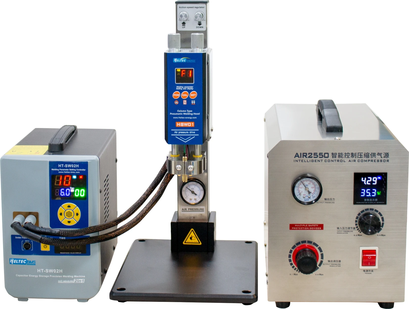 Both Manual and Pneumatic Spot Welder 42KW Spot Welding Machine With Pneumatic Flat/Butt Welding Head and Air-Compressor Kit