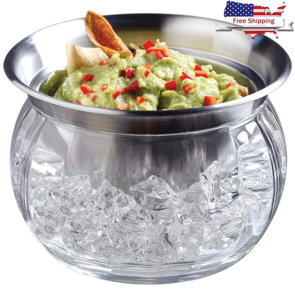 

Stainless Steel Salad Bowl with Break-Resistant Acrylic Base Dishwasher Safe Food Safe Serving Bowl Ideal Parties and Events