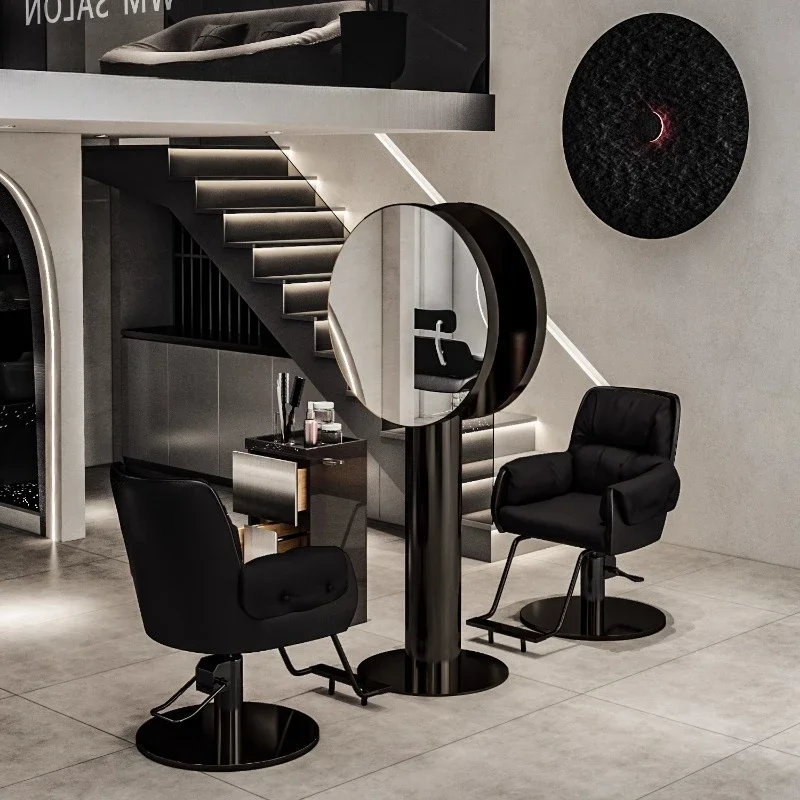 Barber shop mirror table hair salon special perm and dyeing area mirror double-sided floor mirror high-end