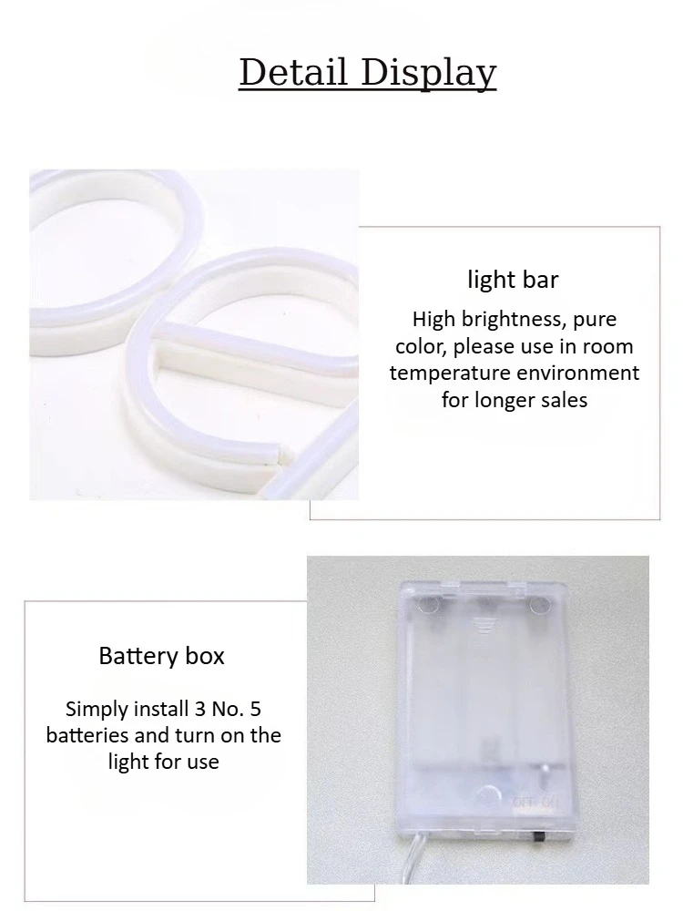 Open Letter RGB Atmosphere Light LED Neon Decoration Lights Desktop Wall Shape Lighting Night Light Holiday Ornament Lamp
