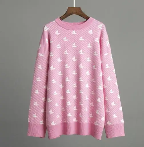 

Round neck sailboat shirt 2025 winter new style temperament commuting versatile loose knit pullover for women's wear
