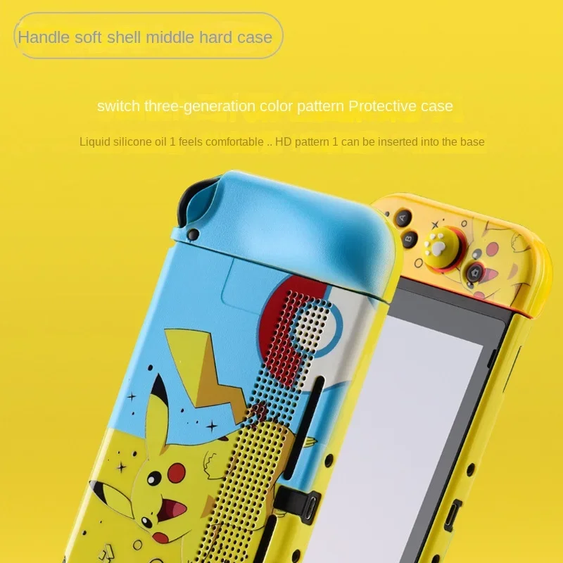 Pokemon Pikachu Switch Game Machine Protective Case for For Nintendo Game Console Hard Protective Case Compatible Grip Caps Cute