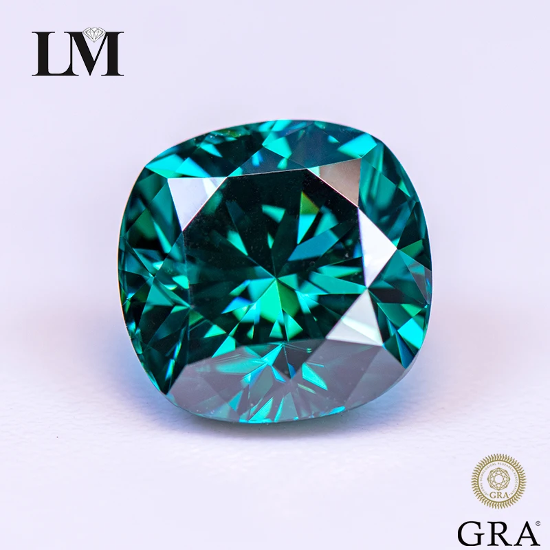 

Moissanite Cushion Cut Emerald Green Natural Color Gemstone for DIY Charms Advanced Jewelry Making Materials with GRA Report