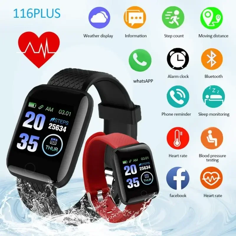 116plu Smart Watch Men Blood Pressure Waterproof Smartwatch Women Heart Rate Monitor Fitness Tracker Watch Sport For Android IOS