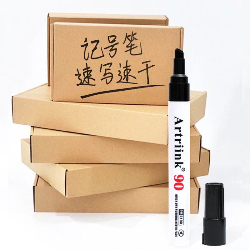 1pcs Permanent Markers Pen Refillable With Ink,Waterproof Non-Fading,Oblique 6mm Nib,Bold Marker,Quick-Drying,Industrial Markers