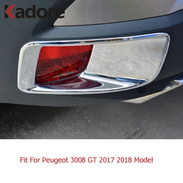 For Peugeot 3008 GT 2017-2020 2021 2022 Chrome Rear Fog Light Lamp Bulb Cover Trim Foglight Shade Hood Accessories Car Styling