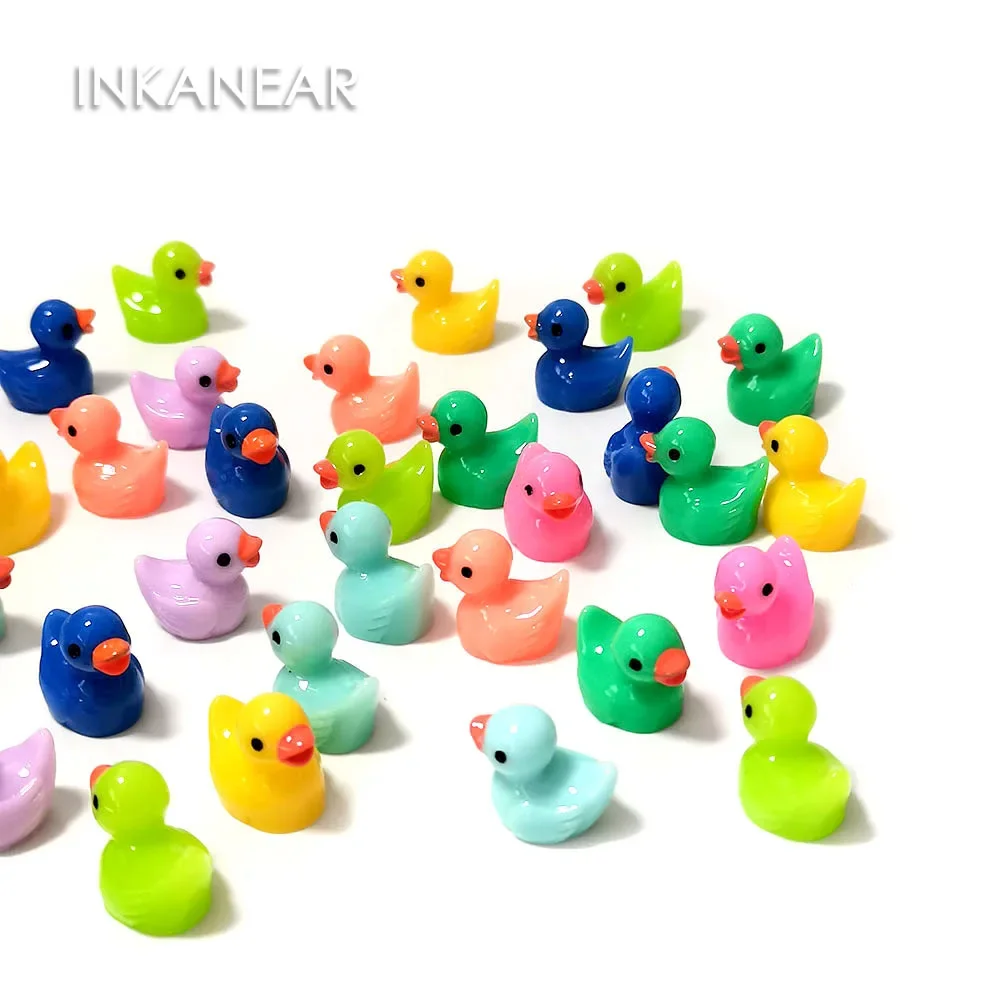 미니 귀여운 오리 야광 엘프 눈사람, 작은 노란색 오리, 인기 홈 장식, 미니어처 요정 정원 공예, 빛나는 10 개