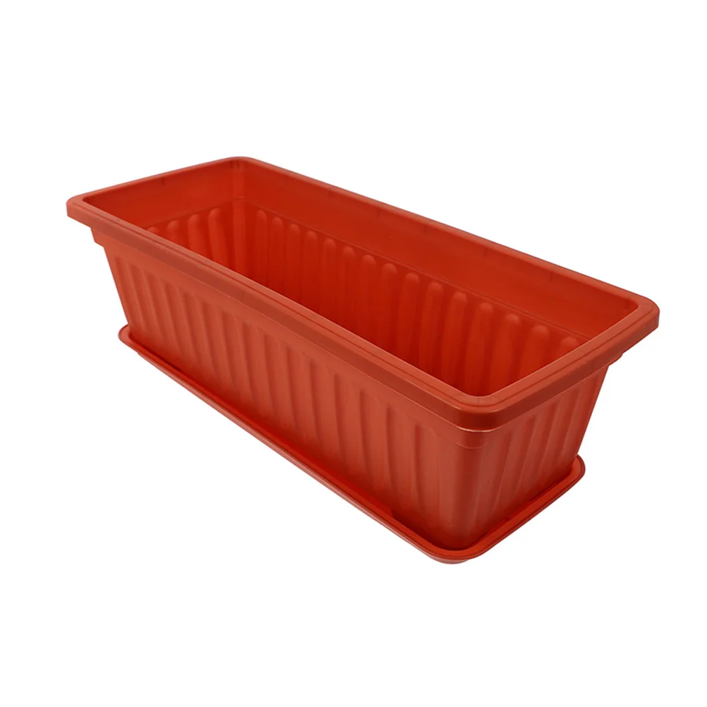 

Rectangular Flower Pot Plant Container Metal Flowerpot with Tray Pots for Indoor Plants