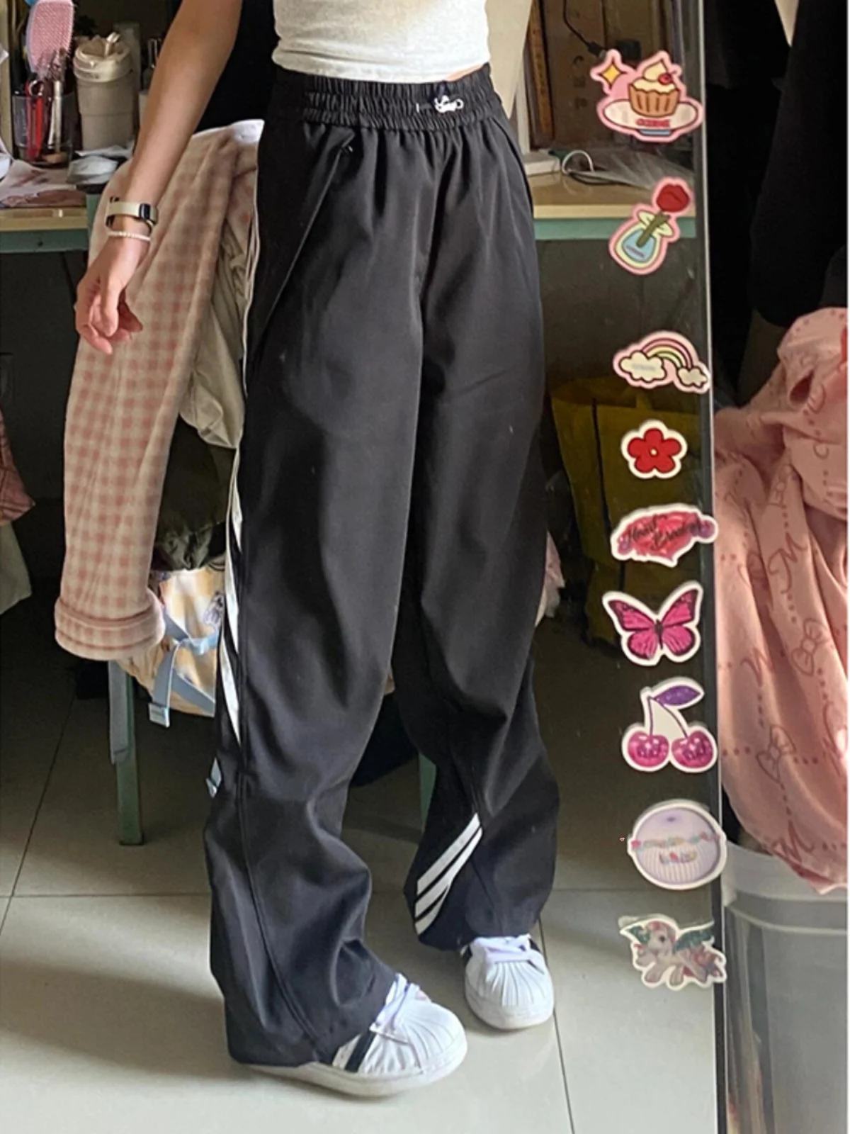 

Мужские повседневные брюки из ледяного шелка, летние, тонкие, американского стиля, быстросохнущие, широкие, длинные, с высокой талией, свободного кроя, прямые, модель «труба»