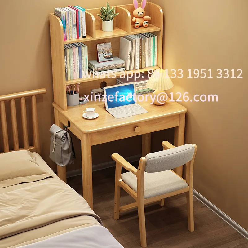 مكتب مع مجموعة رف الكتب وطاولة الكمبيوتر وغرفة النوم المنزلية الصغيرة وطاولة الدراسة للطلاب وطاولة الكتابة #2