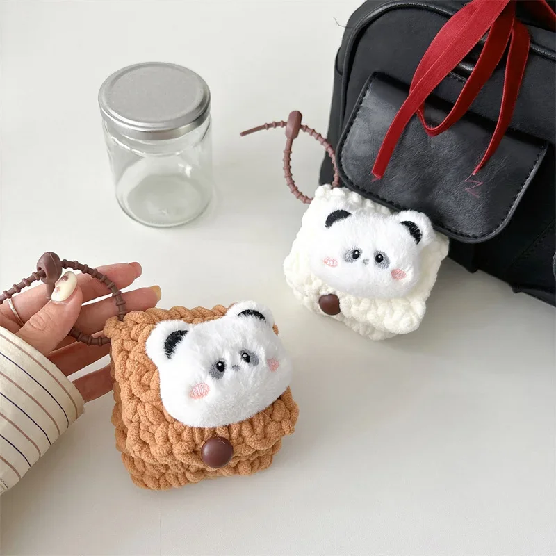 

Plush Cartoon Panda Case for AirPods 4 Airpod 1 2 3 Pro Pro2 Bluetooth Earbuds Charging Box Protective Earphone Case Cover