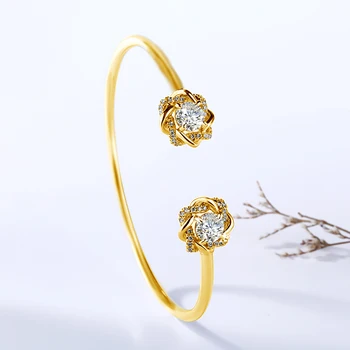 2024 trend 6.5mm 2ct Moissanite bangle bracelet for women pure 925 silver gold color diamond test pass certified jewelry female