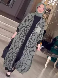 Muzułmański nadruk długa sukienka jednorzędowa arabska szata dubaj saudyjskowa Abaya maroko Jalabiya abaje Ramadan kobiety Casual Vestidos