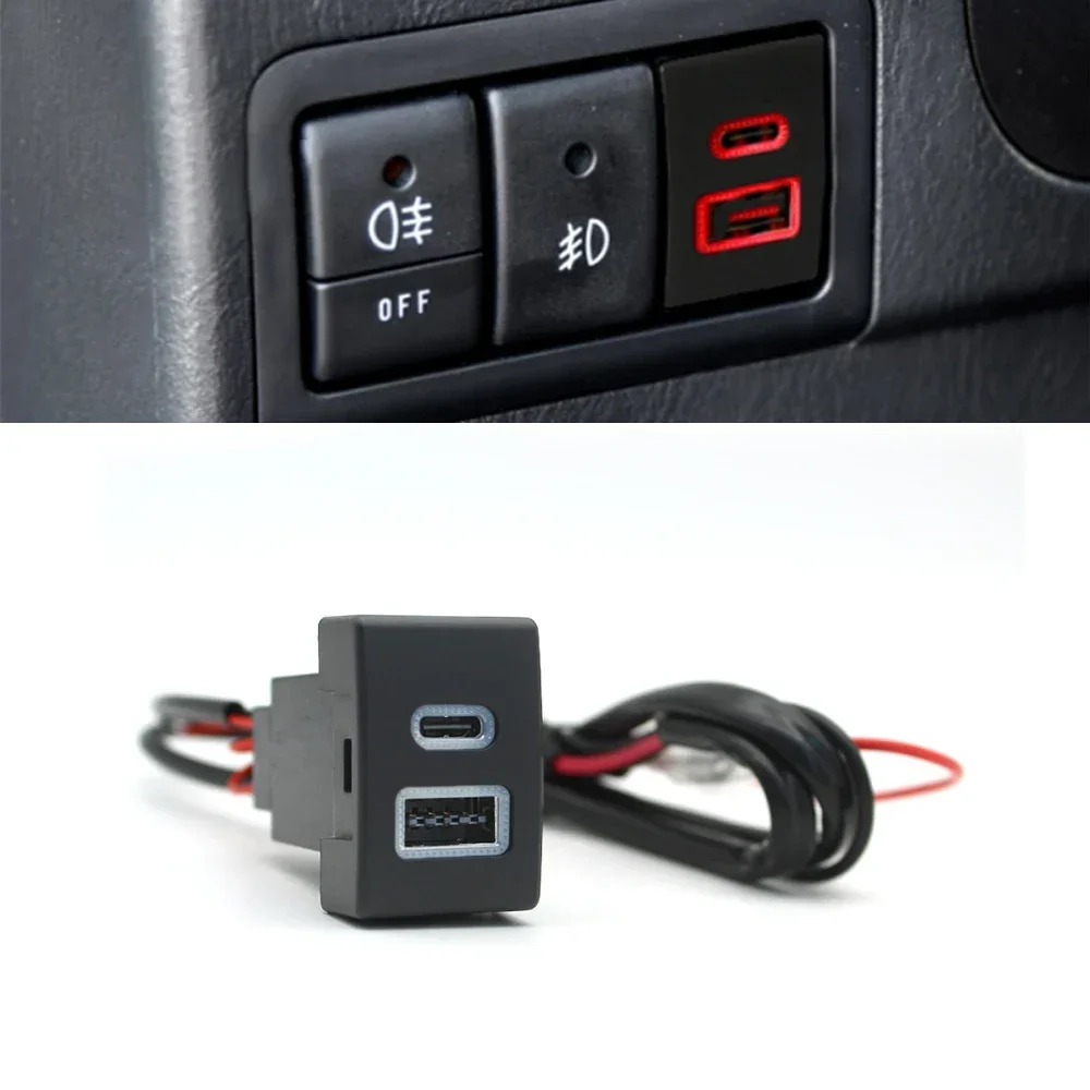 

12/24V Car USB Charger QC3.0 Dual PD Type C Phone Charging Power Outlet Adapter For Suzuki Jimny 07-15 Wagon R Accessories