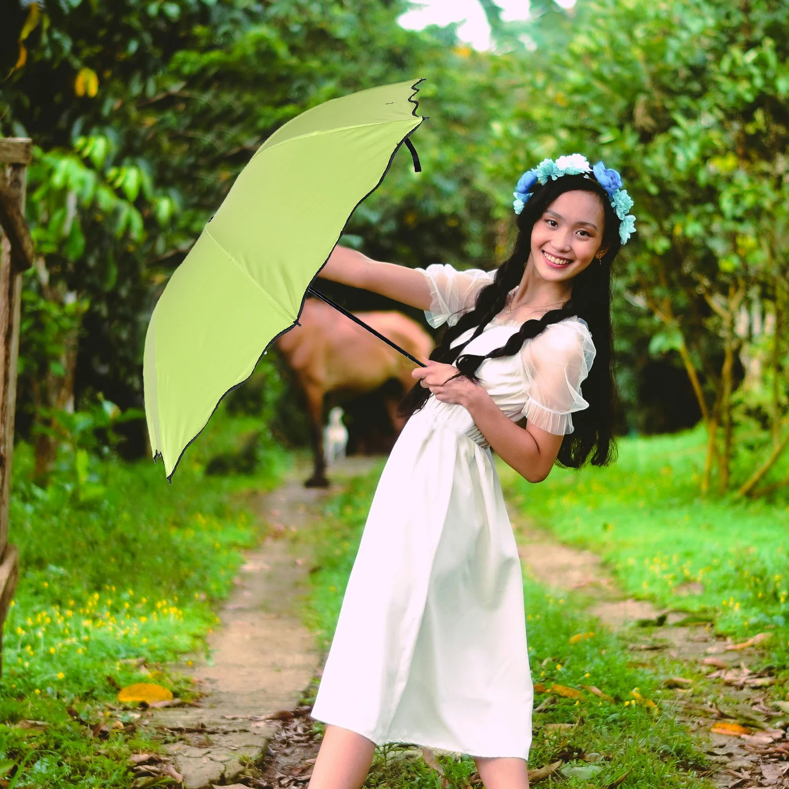 

Folding Compact Travel Umbrella Portable Color Change Rain and Sun Umbrella Uv Protection Windproof Floral Pattern