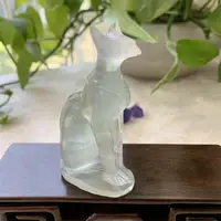 1PC Natural Fluorite Egypt Cats Crystal Carving Healing Statues Office Desktop Ornaments Craft Home Room Decoration 4