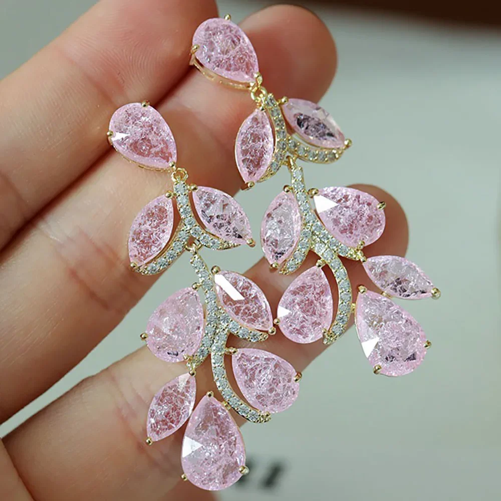 

Kellybola New Luxury Charm Shiny Zircon Drop Earrings For Women Bridal Pendant Dangling Earrings Party Wedding Jewelry Gifts