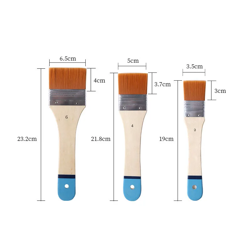 3 Pcs Set Board Brush Bristle Nylon Oil Painting Acrylic Water Powder Wall Painting Brush Large Board Oblique Edge Row Brush