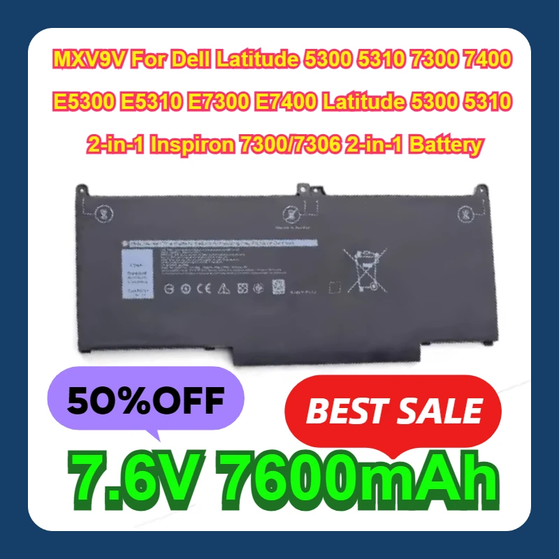 Batería MXV9V para Dell Latitude 5300 5310 7300 7400 E5300 E5310 E7300 E7400 Latitude 5300 5310 2-en-1 Inspiron 7300/7306 2-en-1