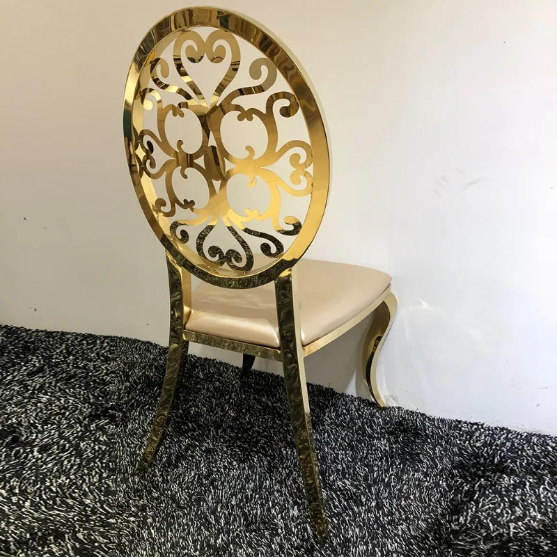 Manufacturers produce golden flower back stainless steel chairs wedding stacking stainless steel chairs