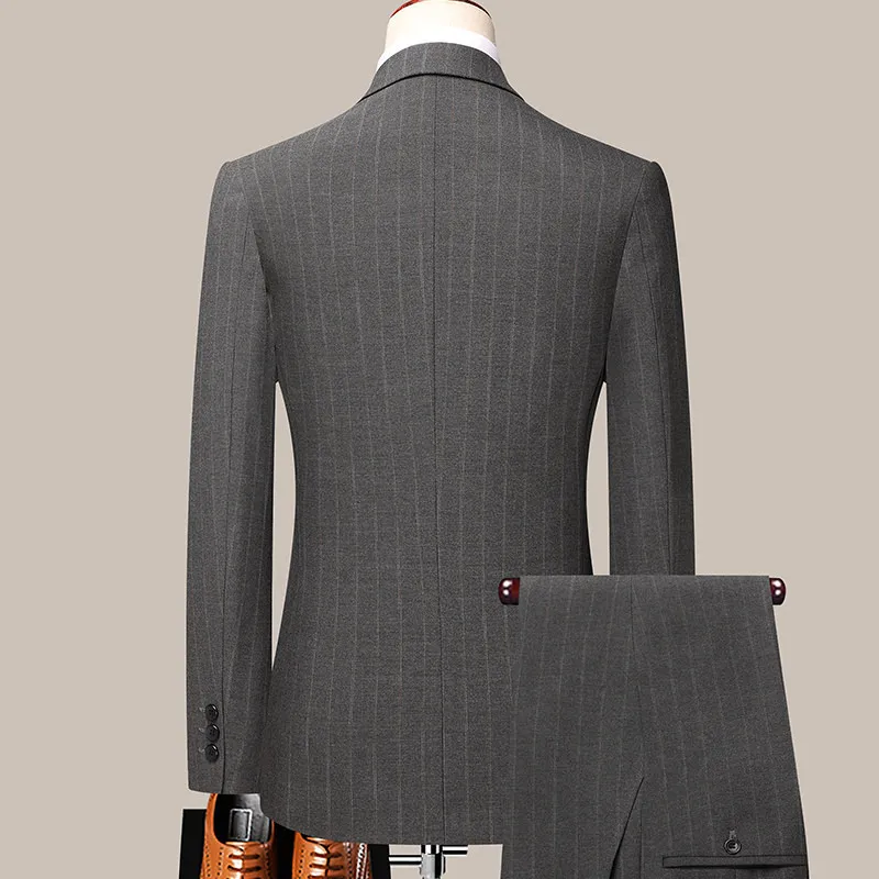 (162) Customized Autumn and Winter Striped Two-piece Business Casual Professional Men\'s Suit